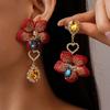 Цветочные асимметричные серьги Женские преувеличенные украшения для вечеринок Подарки Красочные аксессуары