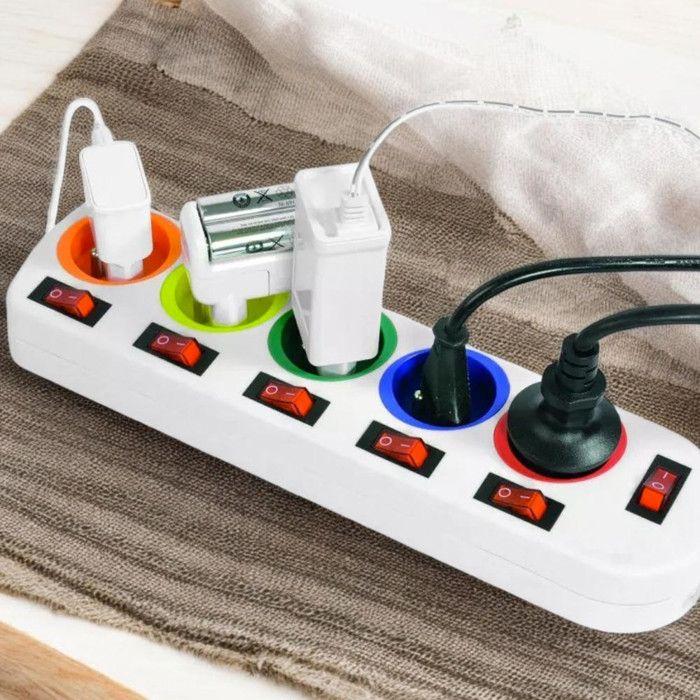 Удлинитель - BOXÉLEC - 5 розеток - Индивидуальные выключатели - 3680 Вт - Цветной