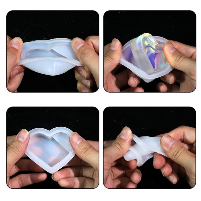 Держатель для визитных карточек, смоляная форма, подставка для именных карточек, силиконовая форма, форма для настольных украшений в форме сердца для офиса и домашнего декора