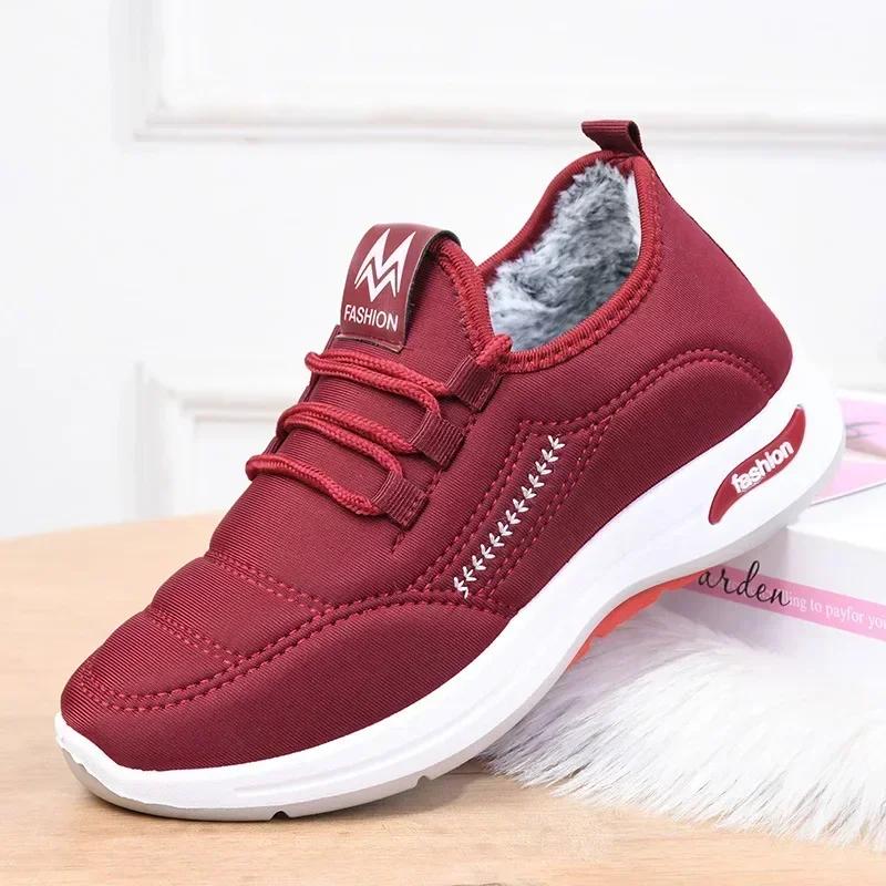 2024Зимние зимние ботинки для женщин Теплые женские ботильоны Мягкие женские кроссовки Нескользящая легкая обувь для ходьбы для женщин