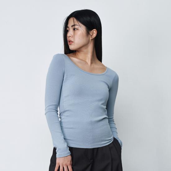 Remove No Bra Wear Deep U Neck Long Sleeve Easy Bra Tie