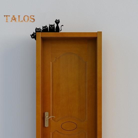 Металлическая накладка на дверь в виде кота, двусторонняя, декор на Хэллоуин, Рождество, кошечка, угловая рамка, настенный знак, винтажное жуткое украшение