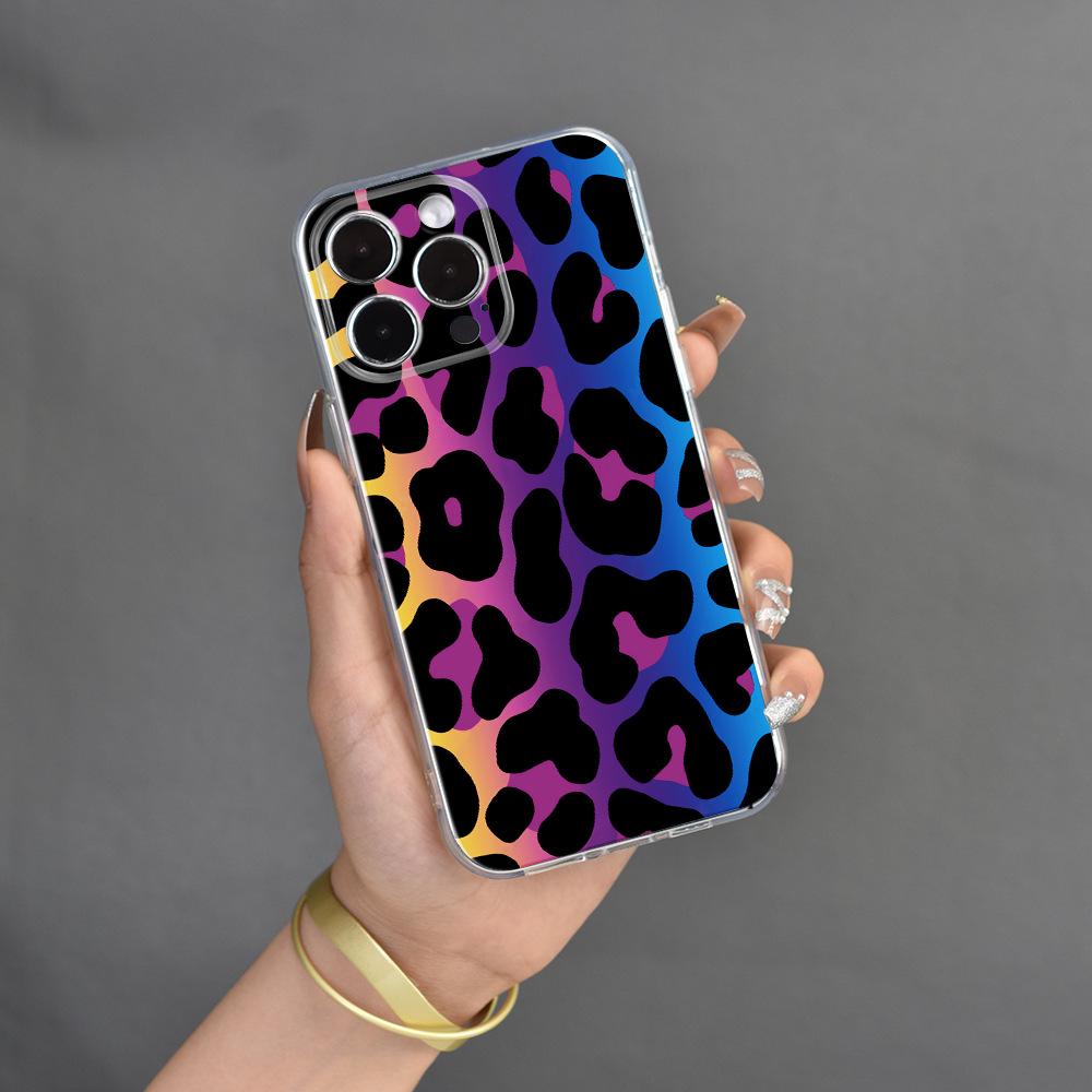 Леопардовый принт Красочный всеобъемлющий мягкий чехол для объектива для Apple iPhone 15 - защитный чехол от падения