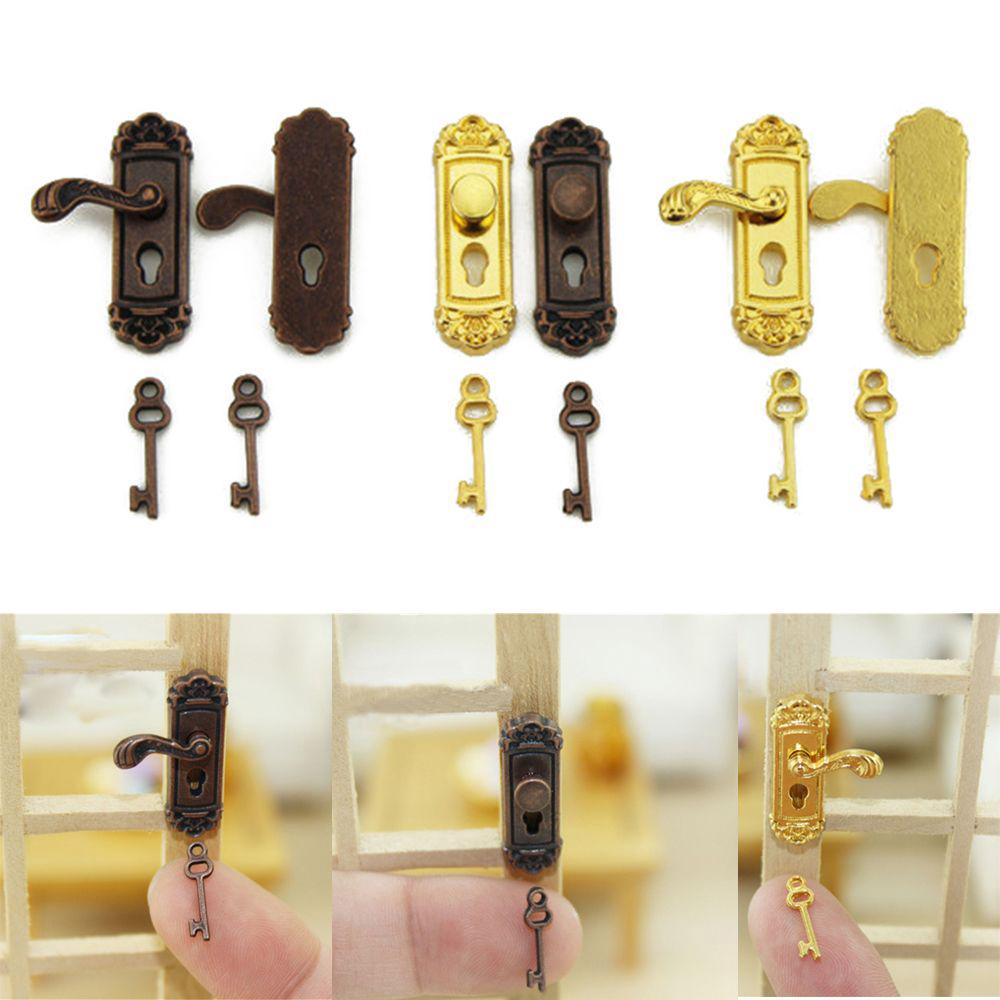 1pc Funny DIY Accessories Retro 1/12 Dollhouse Miniature Mini Key Door Lock