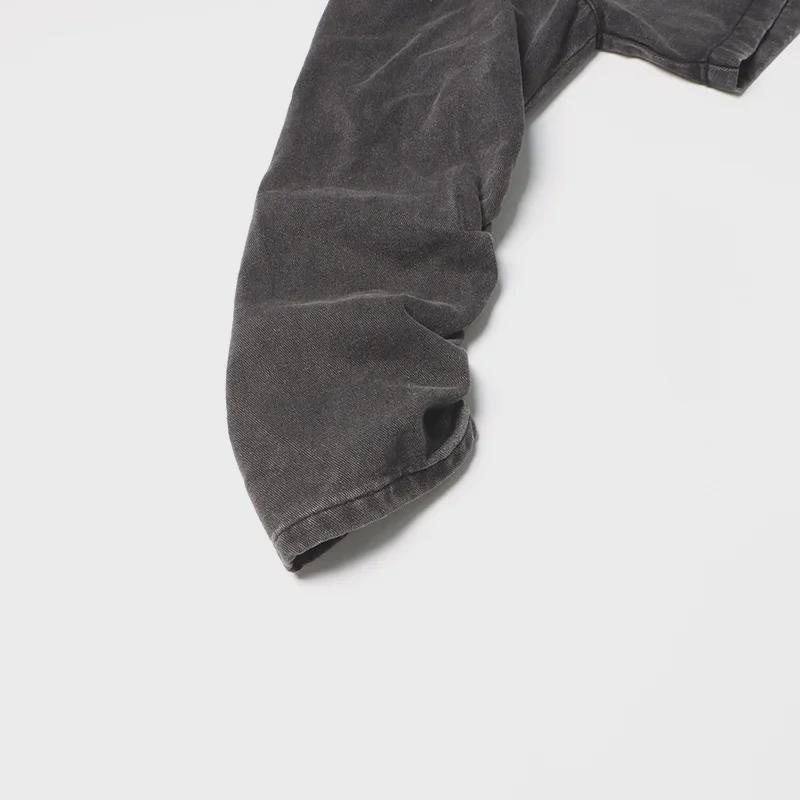 European & American Retro Workwear Denim Suit with Long-Sleeved Crop Top & High-Waist Wide-Leg Pants for Spring/Summer 2025.