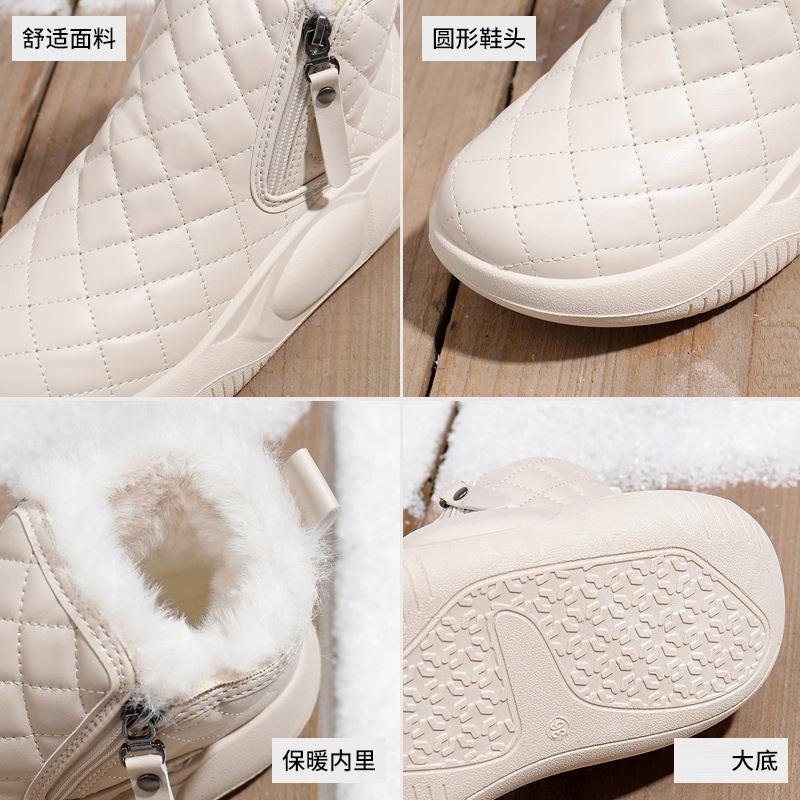 Женская обувь из хлопка, зимняя новая обувь 2024 года, бархатные ботинки для женщин-студенток, теплые повседневные женские зимние ботинки на толстой подошве
