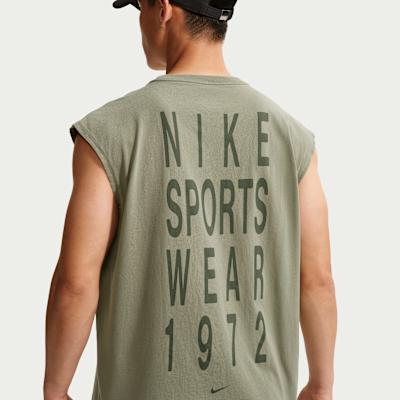 Nike Мужские майки Зеленые С круглым вырезом Умеренные