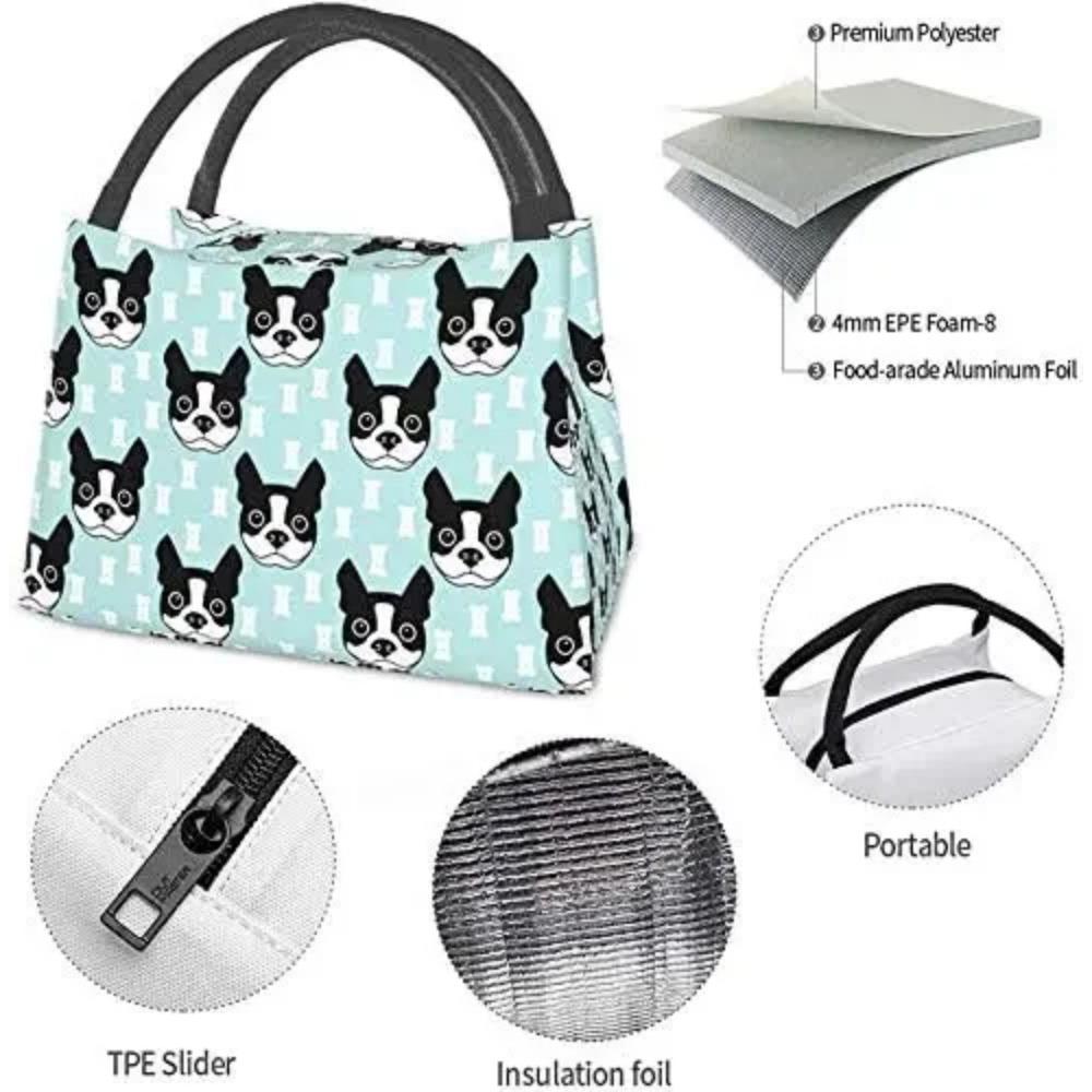 Многоразовая сумка для ланча Бостонский терьер и собака изолированный ланч-бокс сумка-холодильник сумка-органайзер для работы на открытом воздухе пикник