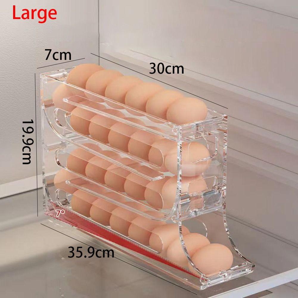 Слайд-органайзер Автоматический ролик для яиц Большая емкость для холодильника Ящик для хранения яиц Диспенсер для яиц