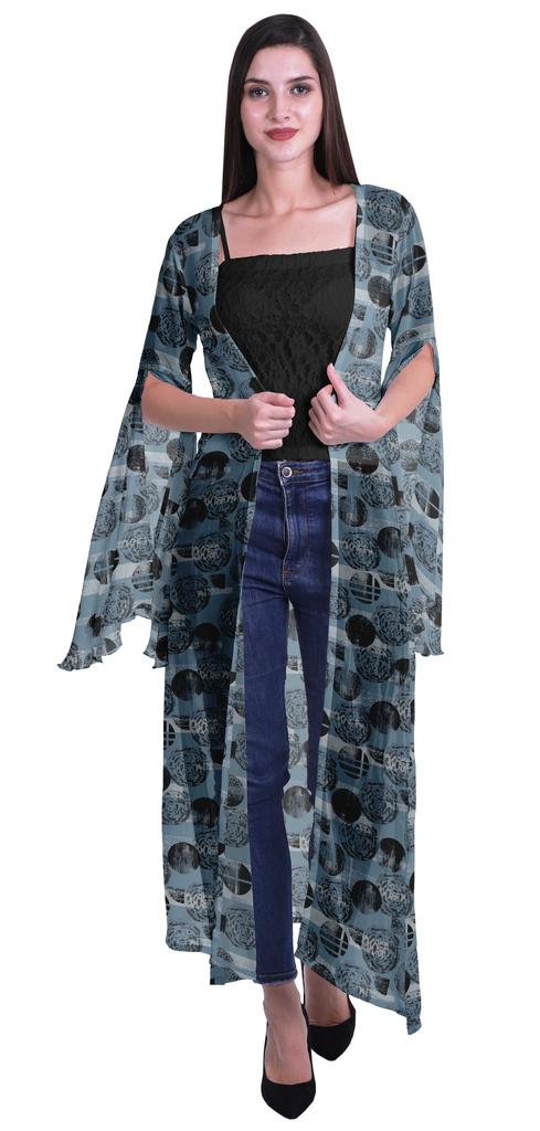 Moomaya Пляжная накидка с открытым передом из принтованного жоржета и разрезами на рукавах