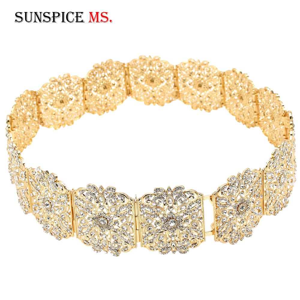 Женский золотой пояс со стразами и кристаллами, широкая цепочка на талию, свадебные украшения