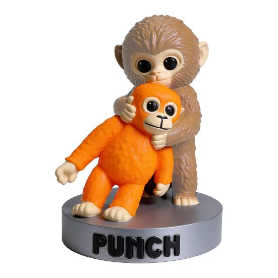 Monkey Figurine 3D Printed Cute Monkey Holding Plush Toy Desktop Ornament for Living Room Bedroom Tabletop Decoration