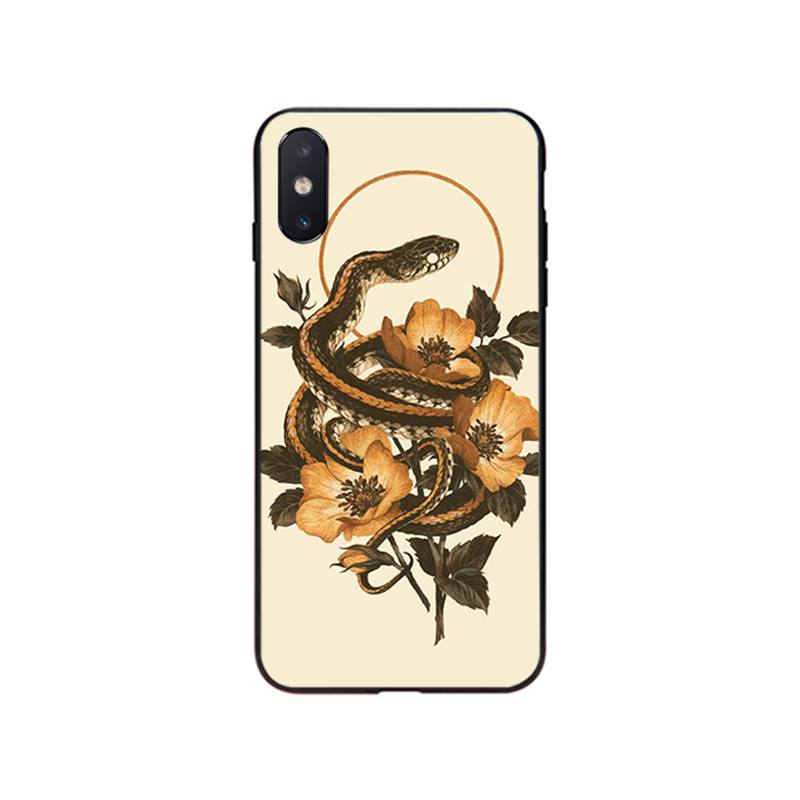 Чехол для телефона с изображением змеи и цветка для iPhone 13 12 11 Pro Max 13 12mini XS MAX X XR SE2 8 7 Plus