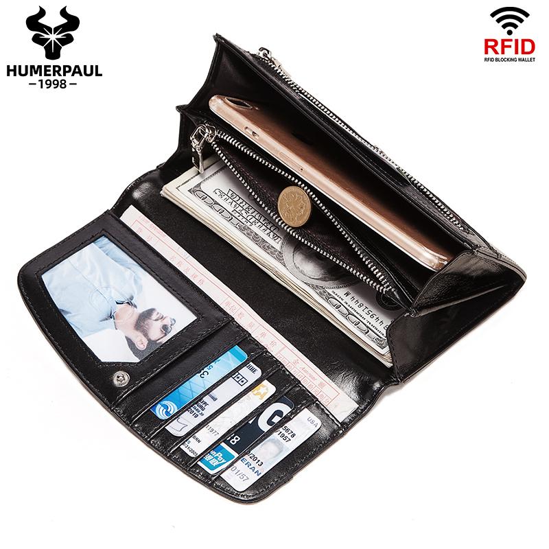 Humerpaul Женские кошельки из натуральной кожи с блокировкой RFID, держатель для карт большой емкости, роскошный дизайнерский женский длинный кошелек