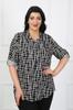 Women's Style Plus Size Shirt Black Striped Cotton Viscose Big Size Shirt
