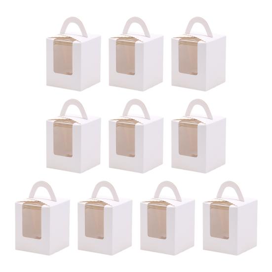 10 шт. коробок для кексов со вставками, держатели для кексов с окошками, штабелируемые глубокие контейнеры для кексов, пищевые контейнеры для домашних кондитерских магазинов