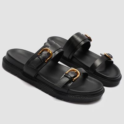 Мода Мода Босоножки на платформе с открытым носком и пряжкой Круглый носок Узкий ремешок Плоские сандалии Женские Летняя Нескользящие Удобные Пляжная обувь для отпуска