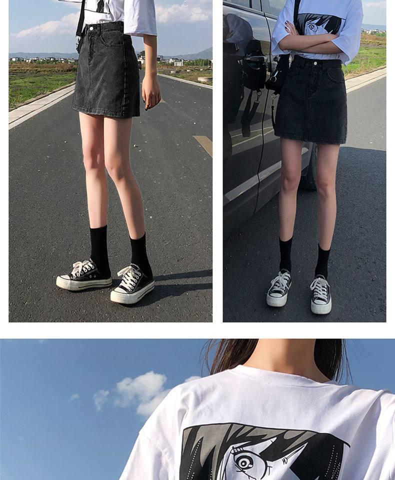 Женская мини-юбка А-силуэта из денима с высокой талией - Летний стиль горячей девушки 2022