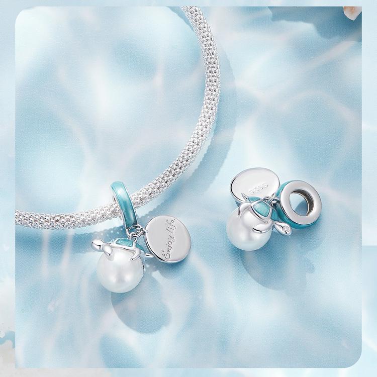 Браслет-шарм из стерлингового серебра 925 пробы Everle с подвесками в виде морских существ: подводной лодки, черепахи и краба