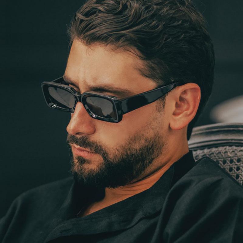 Fashion Brand Designer Rectangle Sunglasses Men Retro Punk Square Eyewear Classic Black Driving Sun Glasses