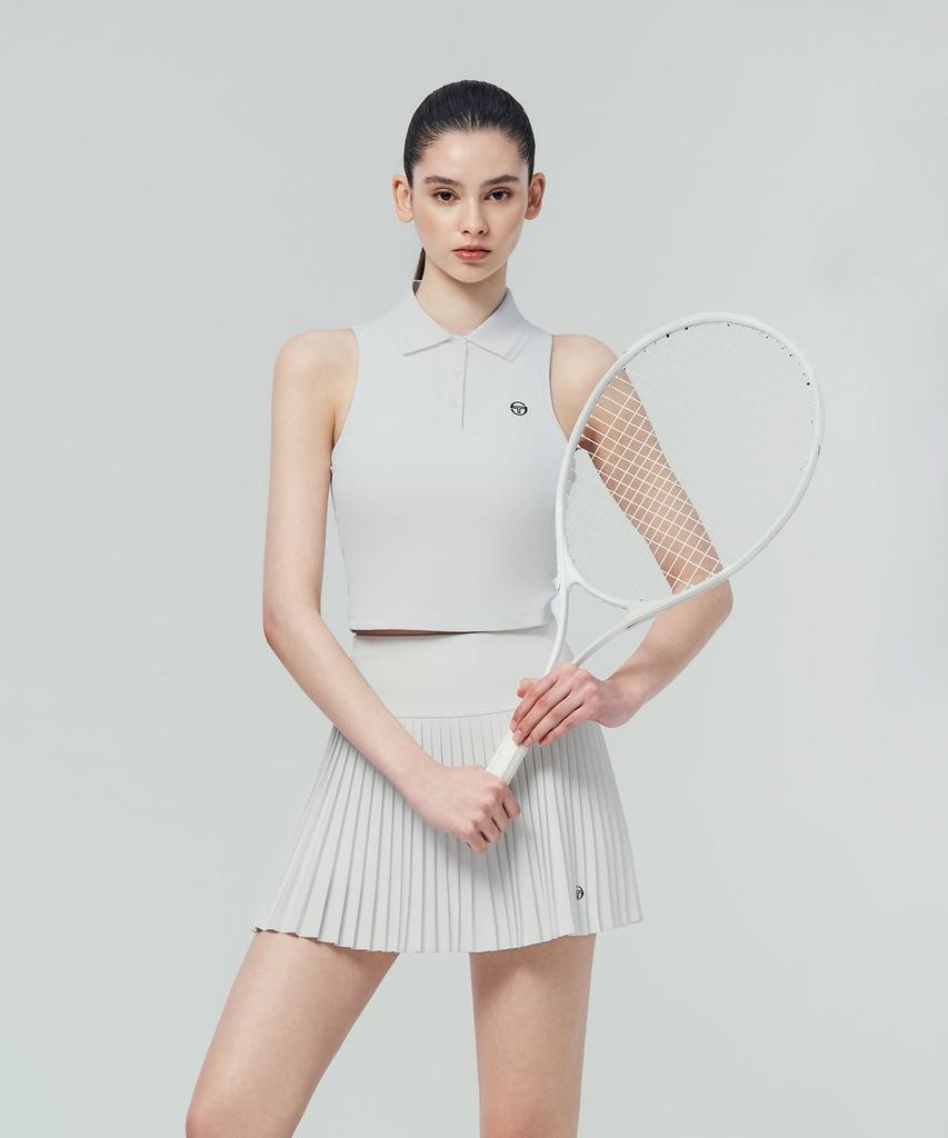 SERGIO TACCHINI W Рубашка-поло без рукавов в рубчик, приталенная