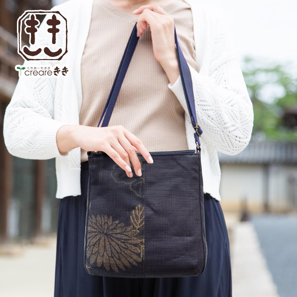 Shoulder bag for made in Japanese persimmon tannin shoulder birthday [crearekiki] women, crossbody, lightweight, Japan, style, indigo, dyed, chintz,