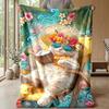 Summer Cat Paradise Theme blanket Lightweight Warm Flannel Blanket Decorative Throw Blanket for Home Decoration
