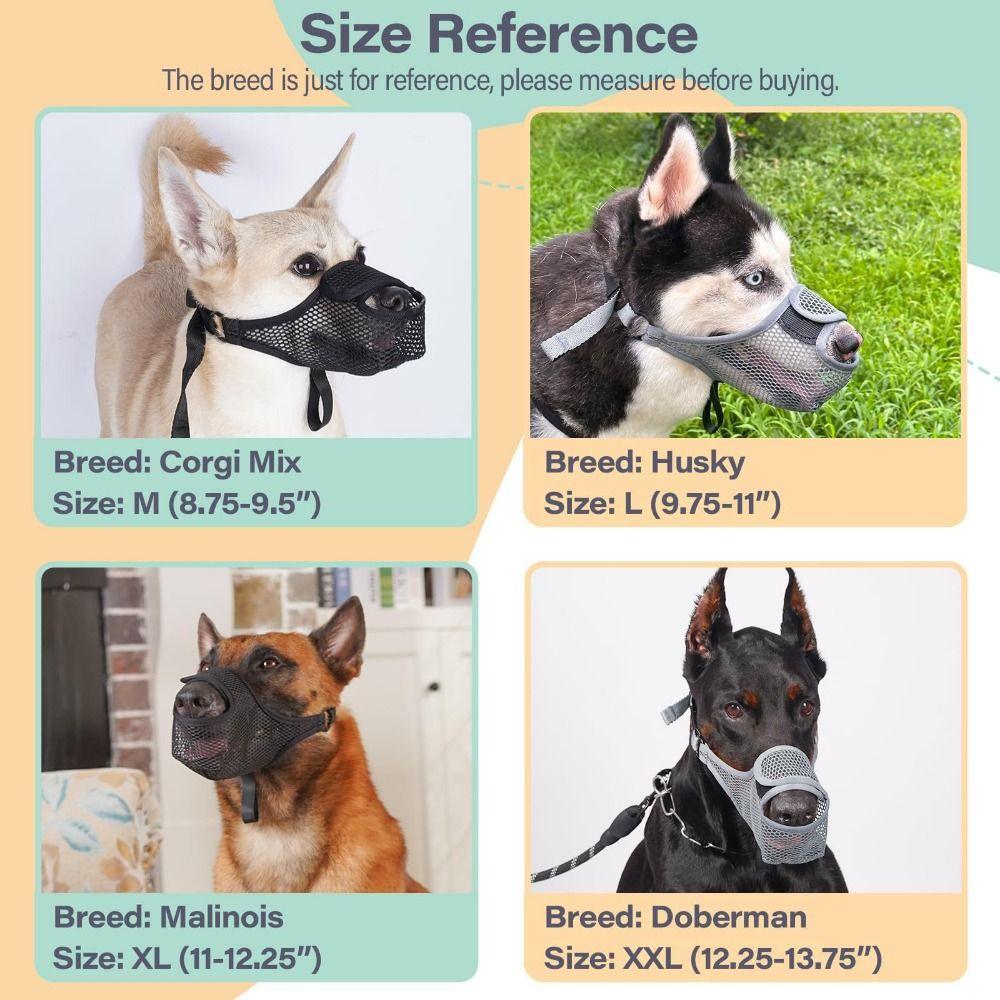 Anti-Bite Dog Mouth Cover Adjustable Strap Pet Mouth Mask Soft Mesh Dog Muzzle Family Use
