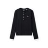 Модная универсальная футболка-henley с блоками цвета и рубчиком Женские топы Легендарно-синий F11W648201FNV