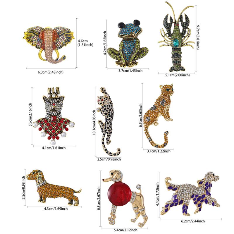 1 шт. Брошь Собака Леопард для Женщин Девочек Слон Лягушка Винтаж Стразы Барокко Стиль Животные Броши Аксессуары для Пальто Костюма