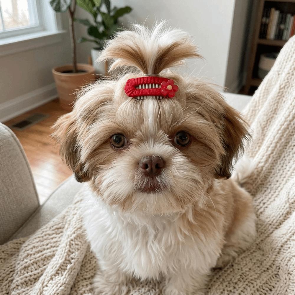 10Pcs Mixed Colors Dog Hair Clip Organza Bow Pet Head Flower Dog Grooming Clip Daily Wear