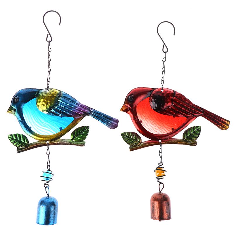 Портативные металлические стеклянные декоративные колокольчики с милыми птичками, подвесные колокольчики