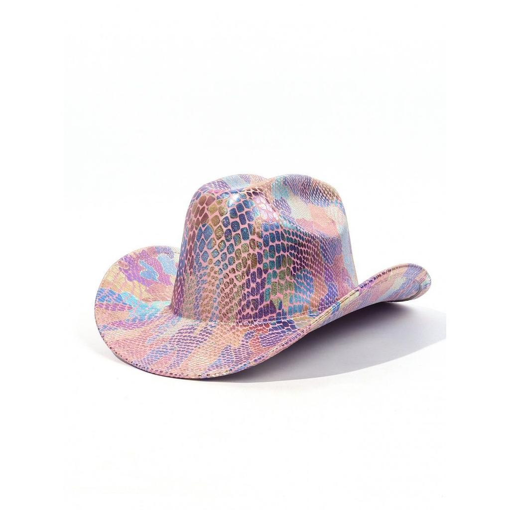 Яркая ковбойская шляпа для вечеринки, флуоресцентная шляпа рыцаря с большими полями, цилиндр в стиле вестерн