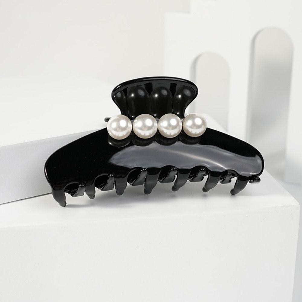 Vintage Big Pearl hair Grab Elegant Women Acetate Hair Clips Hair Ponytail Clip for Girls