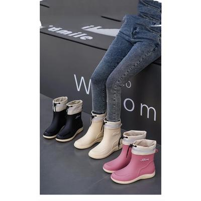 Женские модные осенне-зимние непромокаемые нескользящие износостойкие резиновые сапоги на толстой подошве с промежуточной подошвой и шнурком