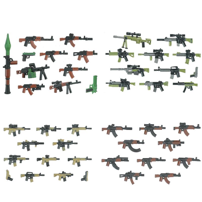Военное Оружие Строительные Блоки Современные Фигурки Спецназа Солдат Армии Городская Полиция Многоцветные Аксессуары для АК Кирпичики Игрушки