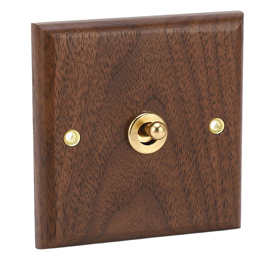 Antique Decoration Toggle Switch Retro Single Toggle Switch 250V with Hand Made Wood Walnut Wall Panel