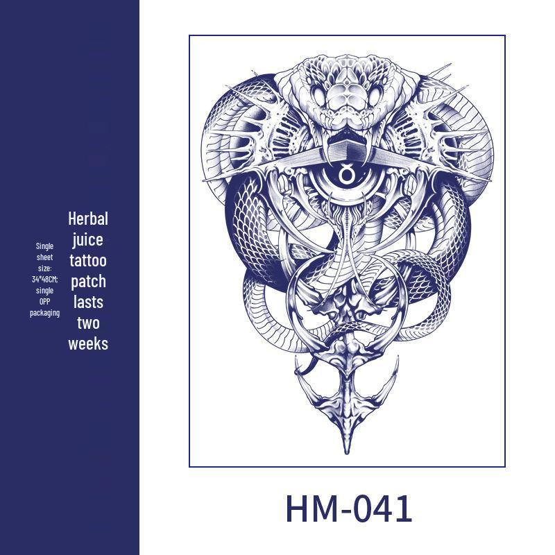 Waterproof Men's Herbal Tattoo Stickers: Full & Half Back, Long-Lasting, Large Floral Designs for Chest & Arm.