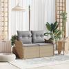 Garden Sofa with Cushions Beige 121 x 62 x 69 cm Poly Rattan