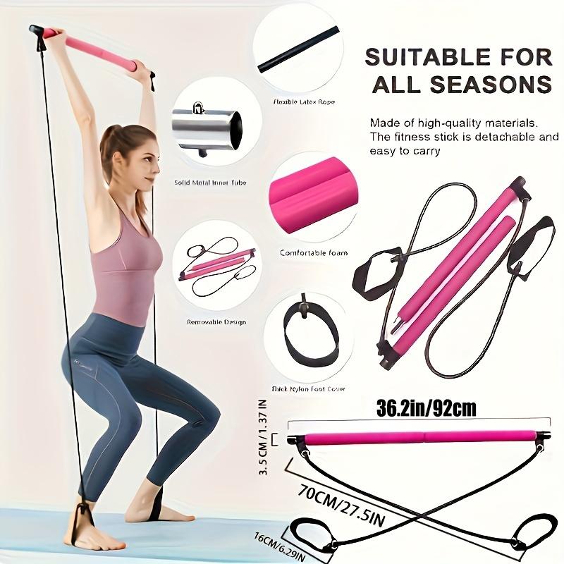 1pc Pilates Bar Kit With Resistance Bands, Stainless Steel Exercise Stick, For Women & Men, Home Gym Workouts Squat Yoga Pilates & Body Shaping