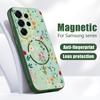 Магнитный Чехол Для Magsafe Для Samsung Galaxy S26 Ultra S25 Edge S24 Plus S23 FE S22 A17 A54 A55 A56 A57 5G Чехол С Винтажным Цветочным Узором