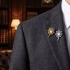Gold Color Flower Lapel Pin Luxury Women Brooch Fashion Jewelry Blowball Brooch  Women Men