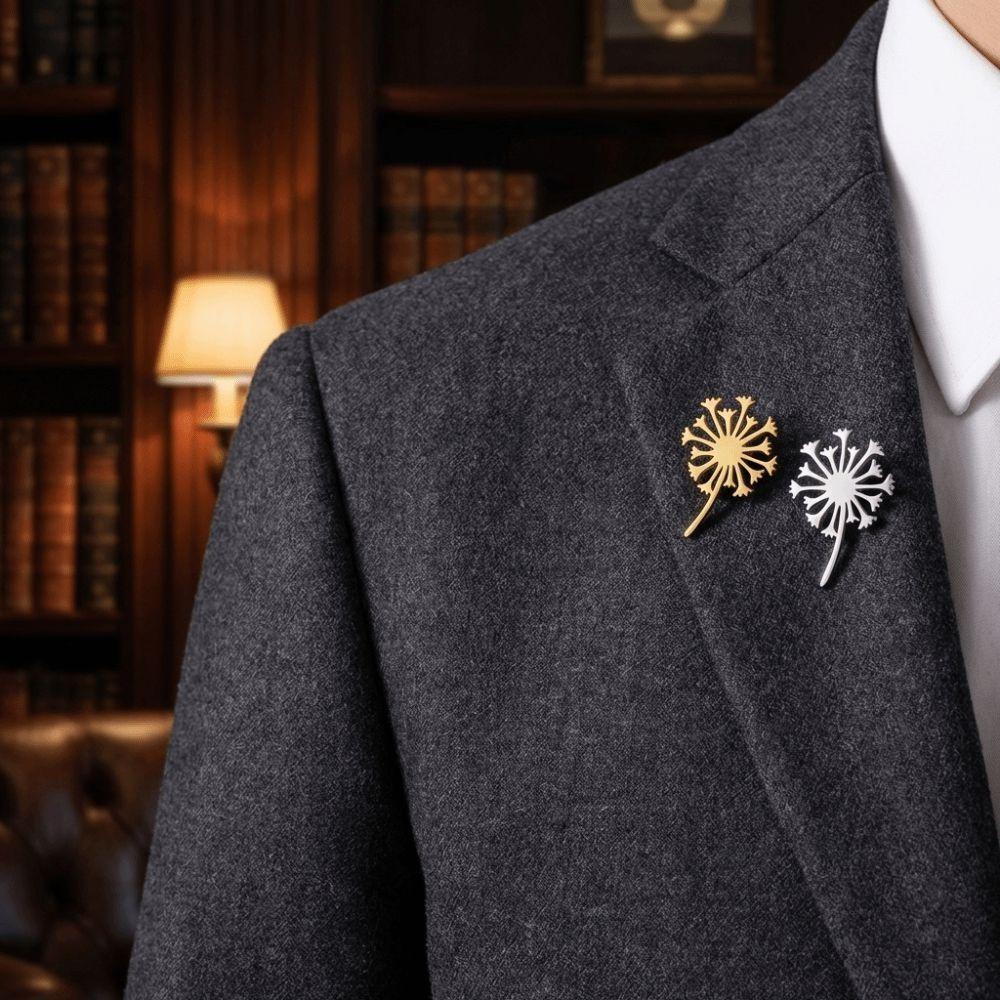 Gold Color Flower Lapel Pin Luxury Women Brooch Fashion Jewelry Blowball Brooch Women Men