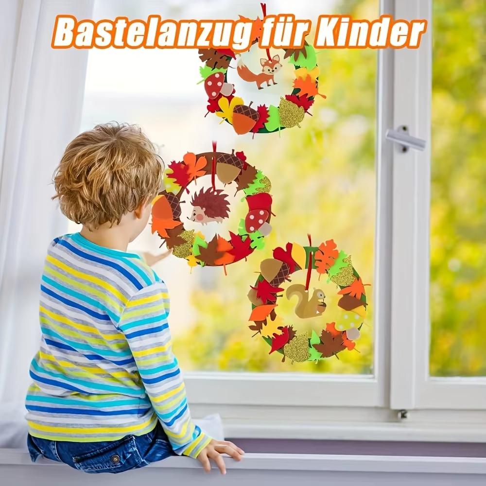 131pcs Thanksgiving Wreath DIY Craft Kit Autumn Fall Leaf Hedgehog festival Art Supplies Thanksgiving Party Decor Gifts for kids