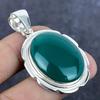 Natural Green Onyx Gemstone 925 Sterling Silver Jewelry Pendant 1.97" J9C26