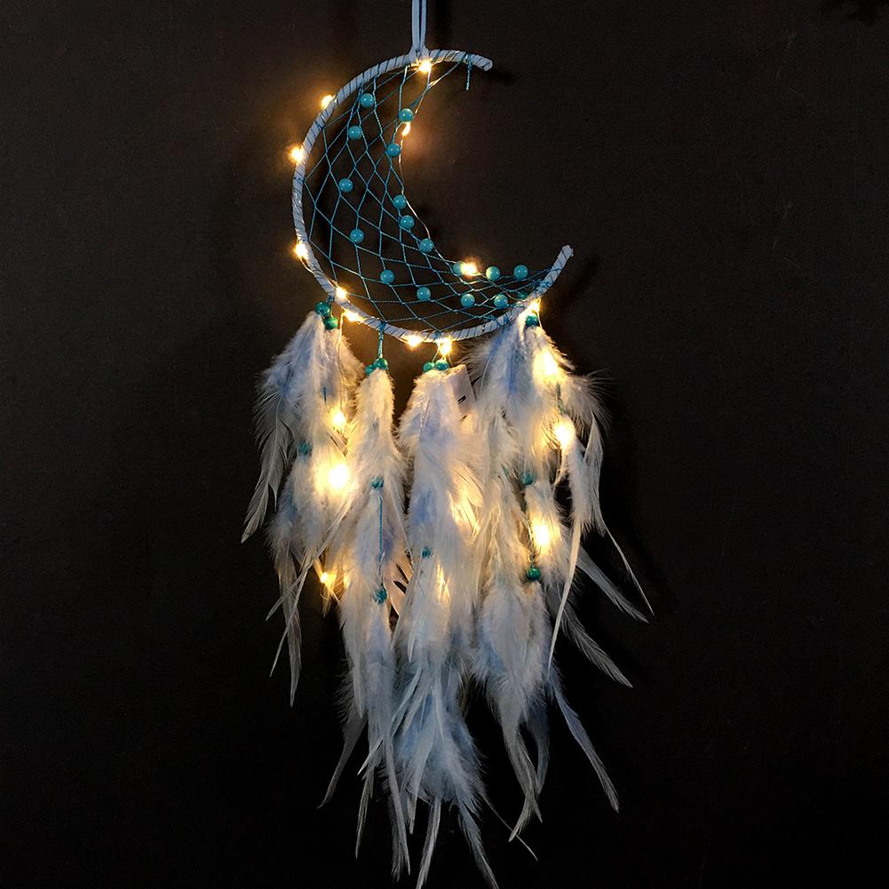 Wall Hanging Decor Night Light Dream Catcher Feather Moon Lamp Children'S Room Decor Decoration Bedroom Decorative Luminaires