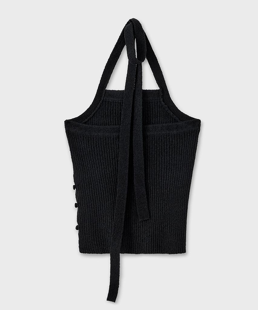 NOIRER FOR WOMAN Square Halter Neck Layered Knit (Black)