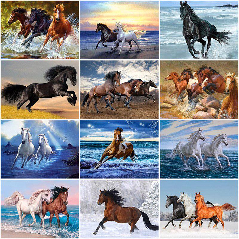 5D Diamond Painting Cross Stitch Horse Full Round Diamond Embroidery Animals Picture