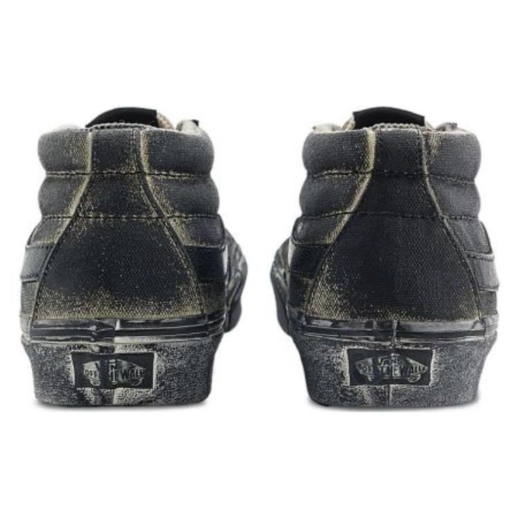 Vans Sk8 Расцветка Old Changsha Stinky Tofu Прочные Дышащие Скейтбордические Кроссовки Средней Высоты Унисекс Скейтбордические Кроссовки Черные Зеленые VN0A3WM3CK4