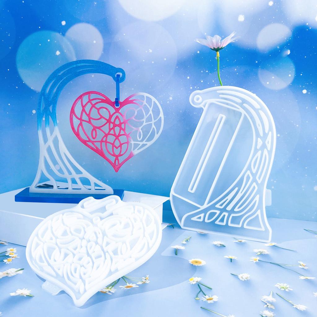 Силиконовая форма в форме сердца в форме сердца DIY, формы для украшения любви с кристаллами и основой, литье из эпоксидной смолы, поделки, свадебный домашний декор